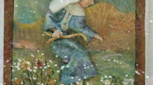Bild von Hildegard von Bingen in einem Garten