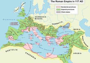 Karte des Römischen Reichs im Jahr 117 n. Chr.